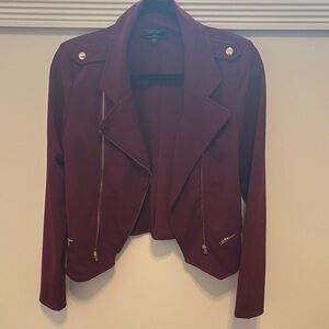 Chic Burgundy Blazer with Gold Details